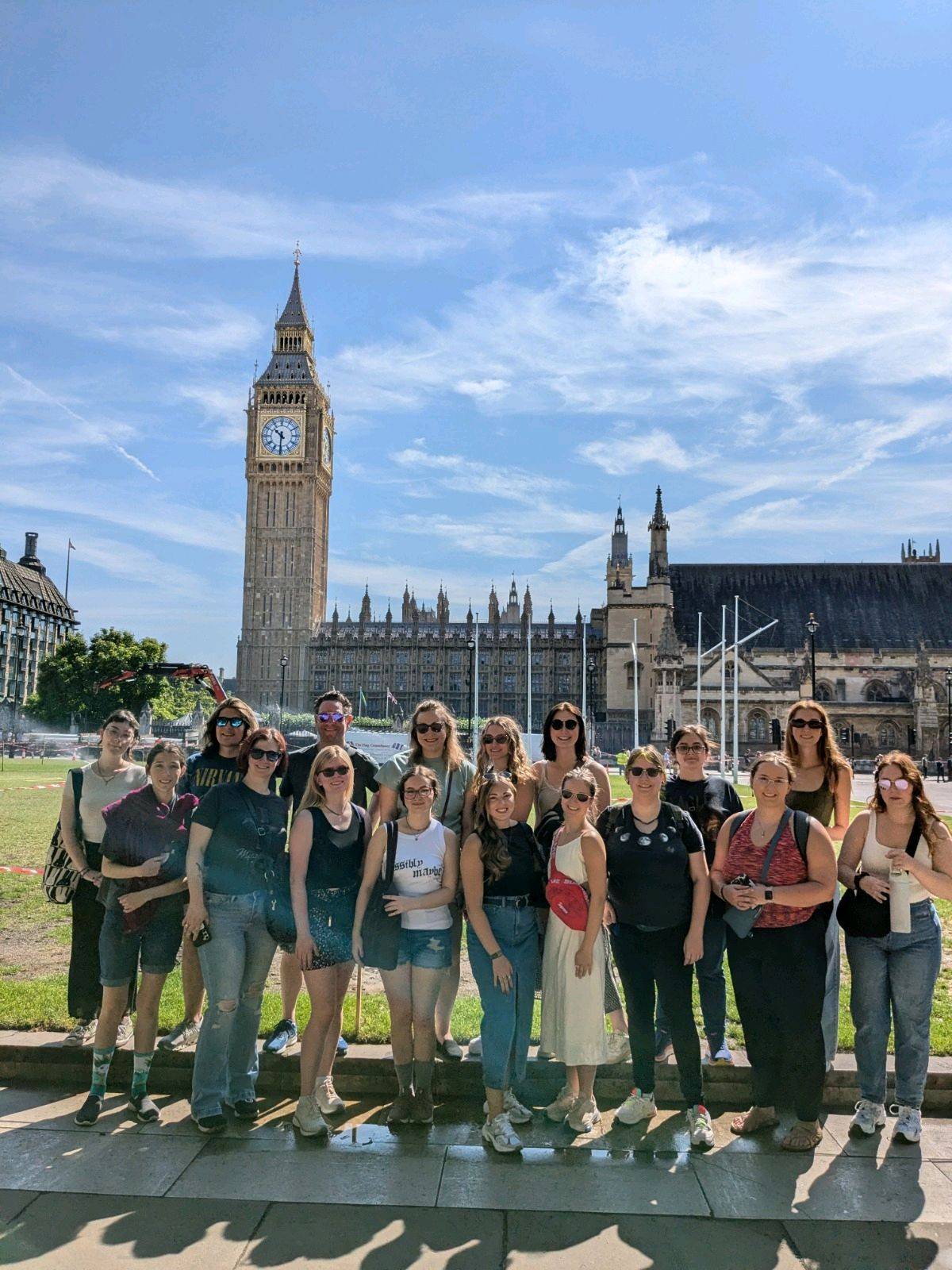 A group of Louisiana Tech students in England with Louisiana Tech