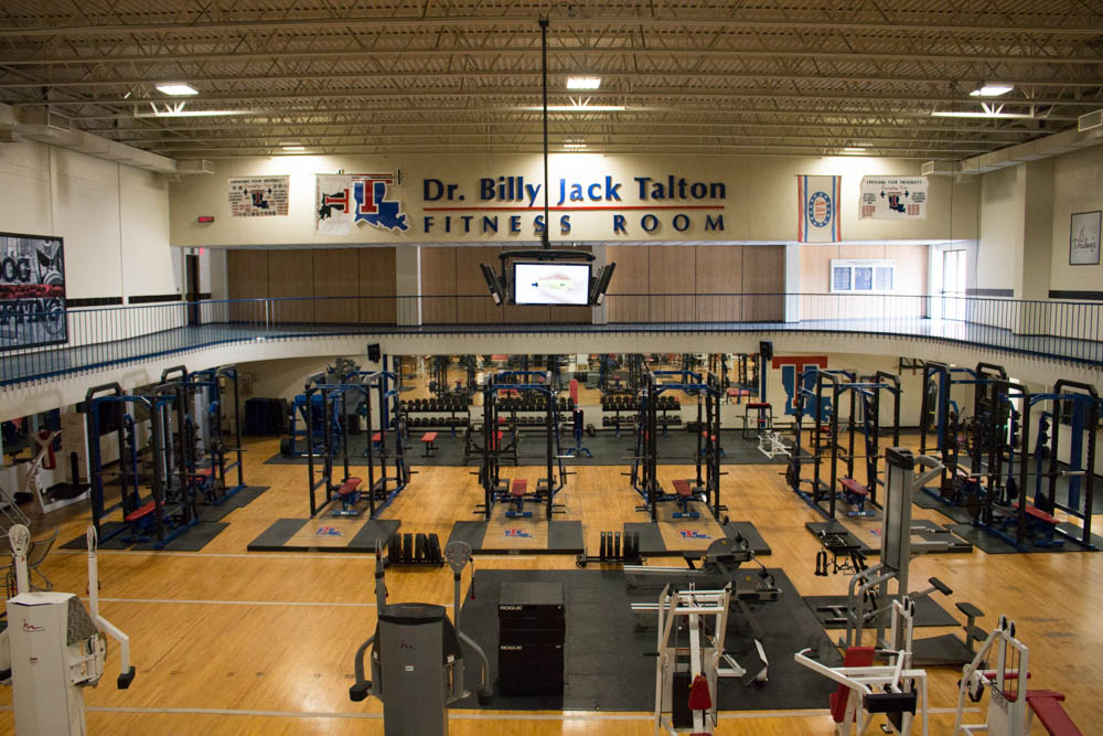The fitness center inside of the Lambright facility, complete with workout equipment and weights