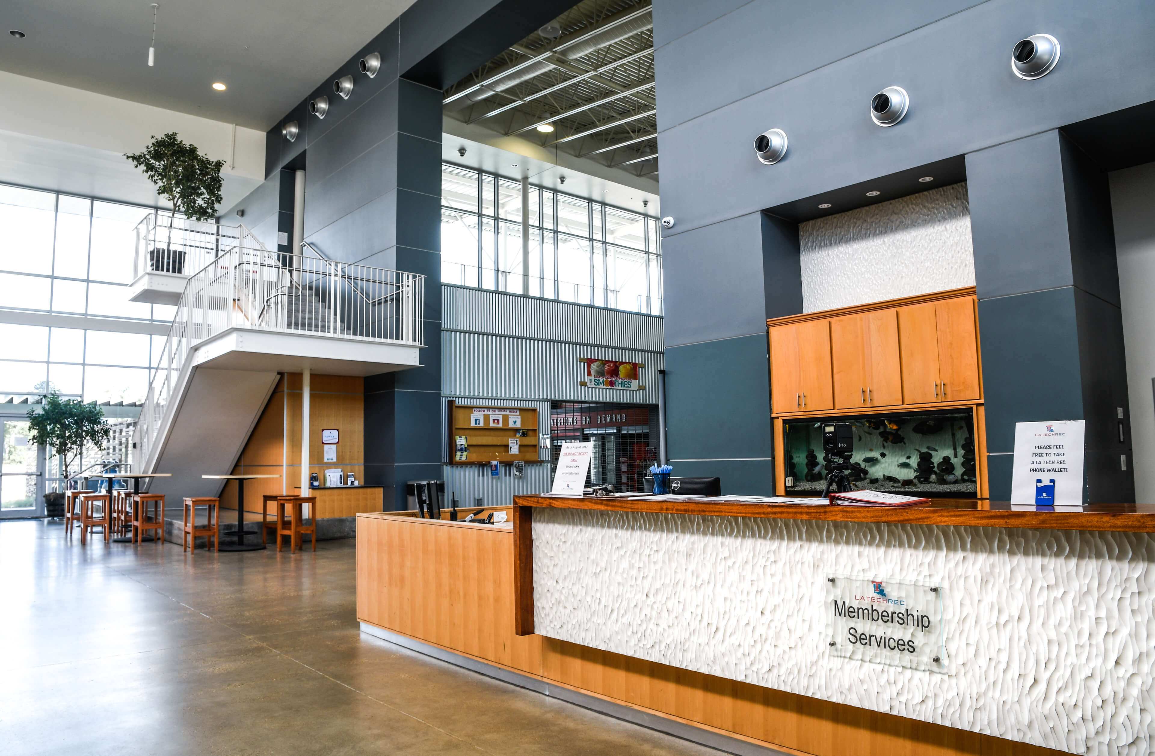 The lobby of the Lambright Sports and Wellness Center