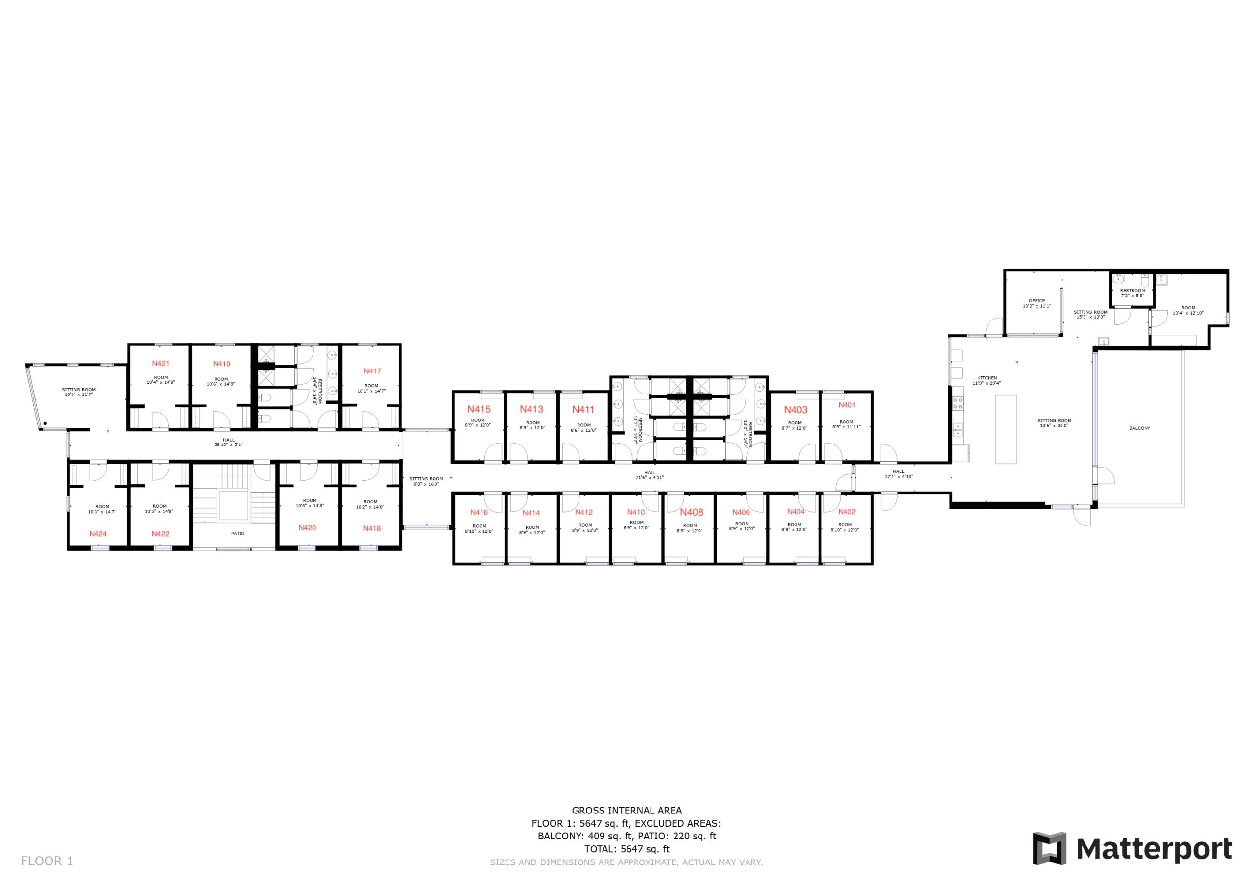 Mitchell Hall Floor Plan - Fourth Floor