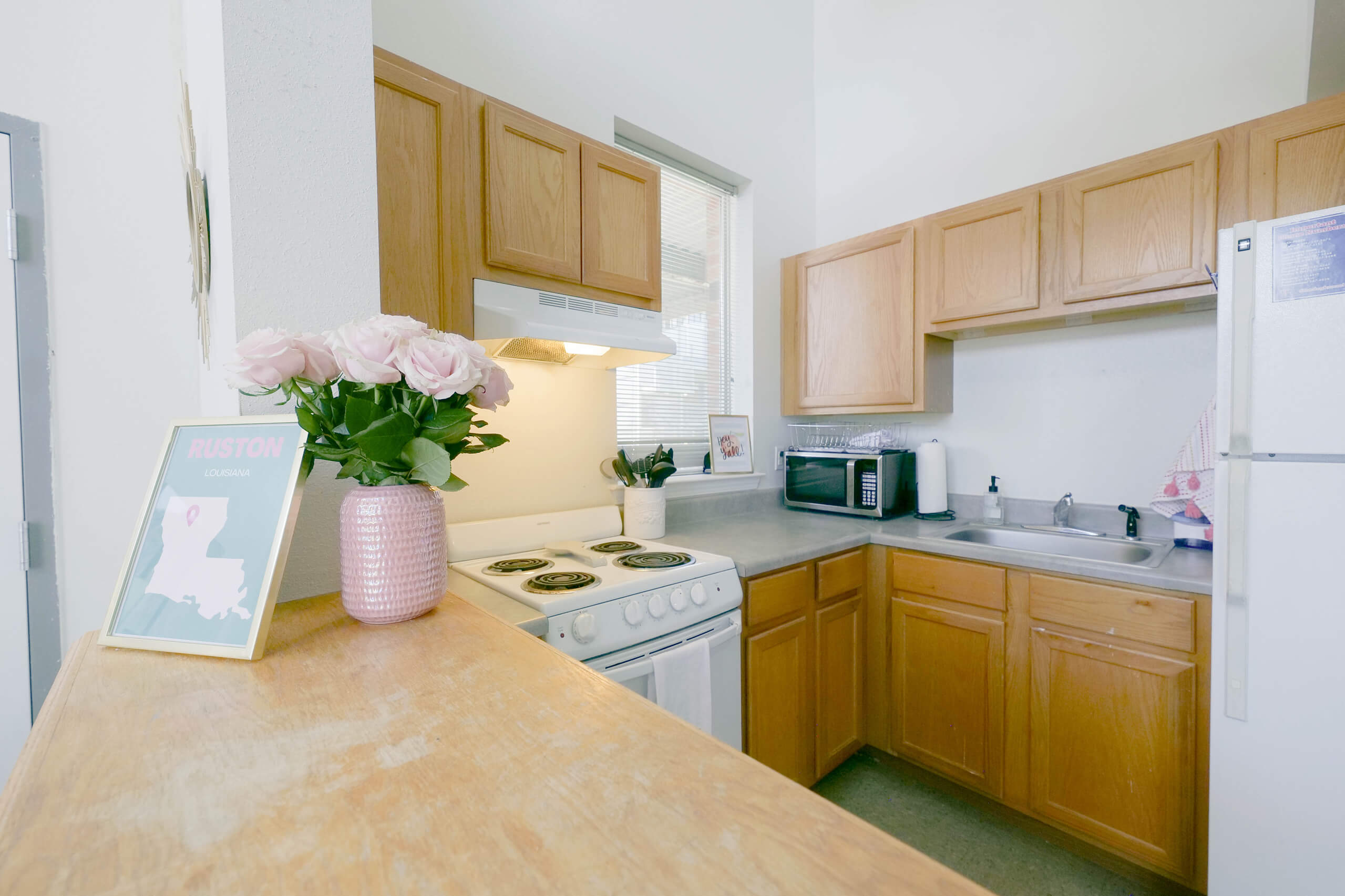 A kitchen inside of a residential hall