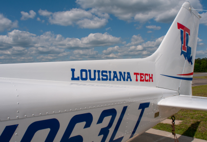 tail of a Louisiana Tech Aircraft