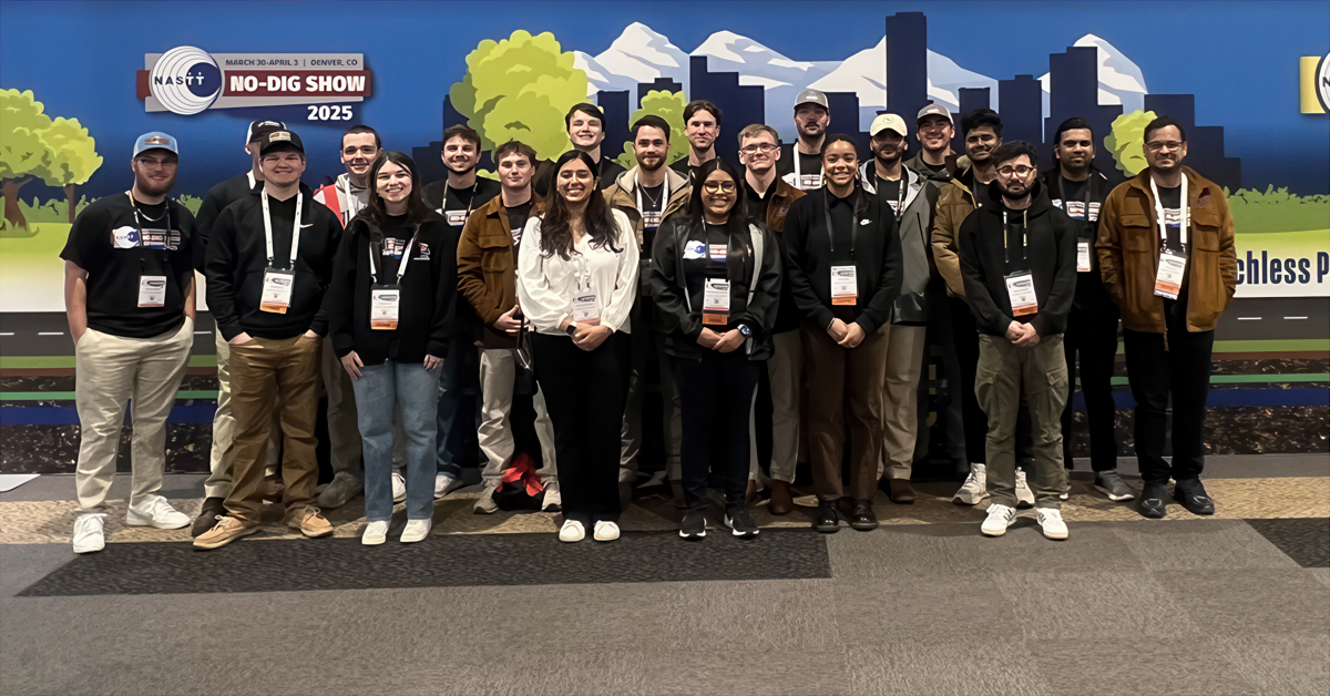 Louisiana Tech students stand together at the No-Dig Show 2025