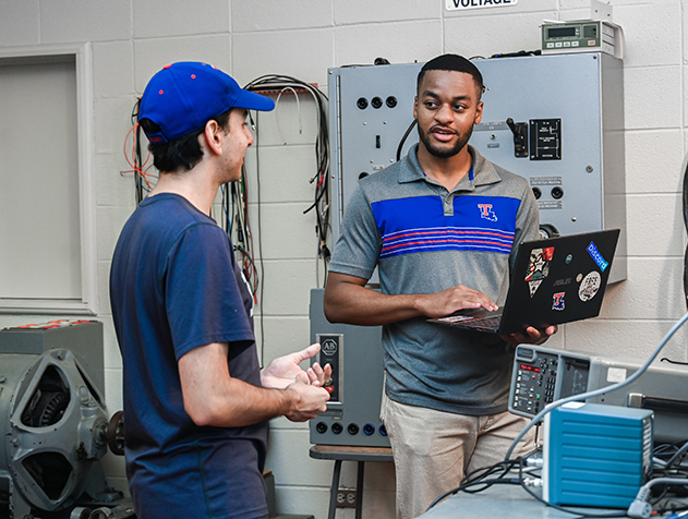Electrical engineering students work in a lab at Louisiana Tech University.