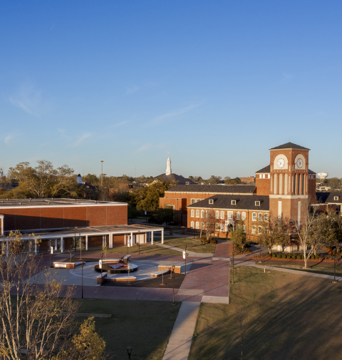 Louisiana Tech's Centennial Plaza aerial view