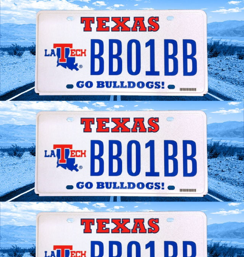 Louisiana Tech custom Texas license plate
