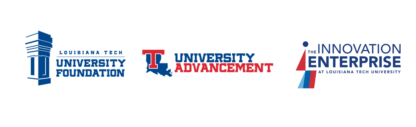 Louisiana Tech Foundation logo, University Advancement logo, Innovation Enterprise logo