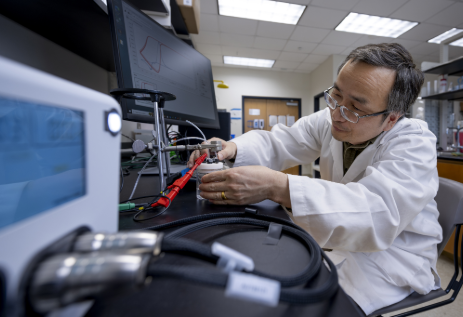 Professor in lab