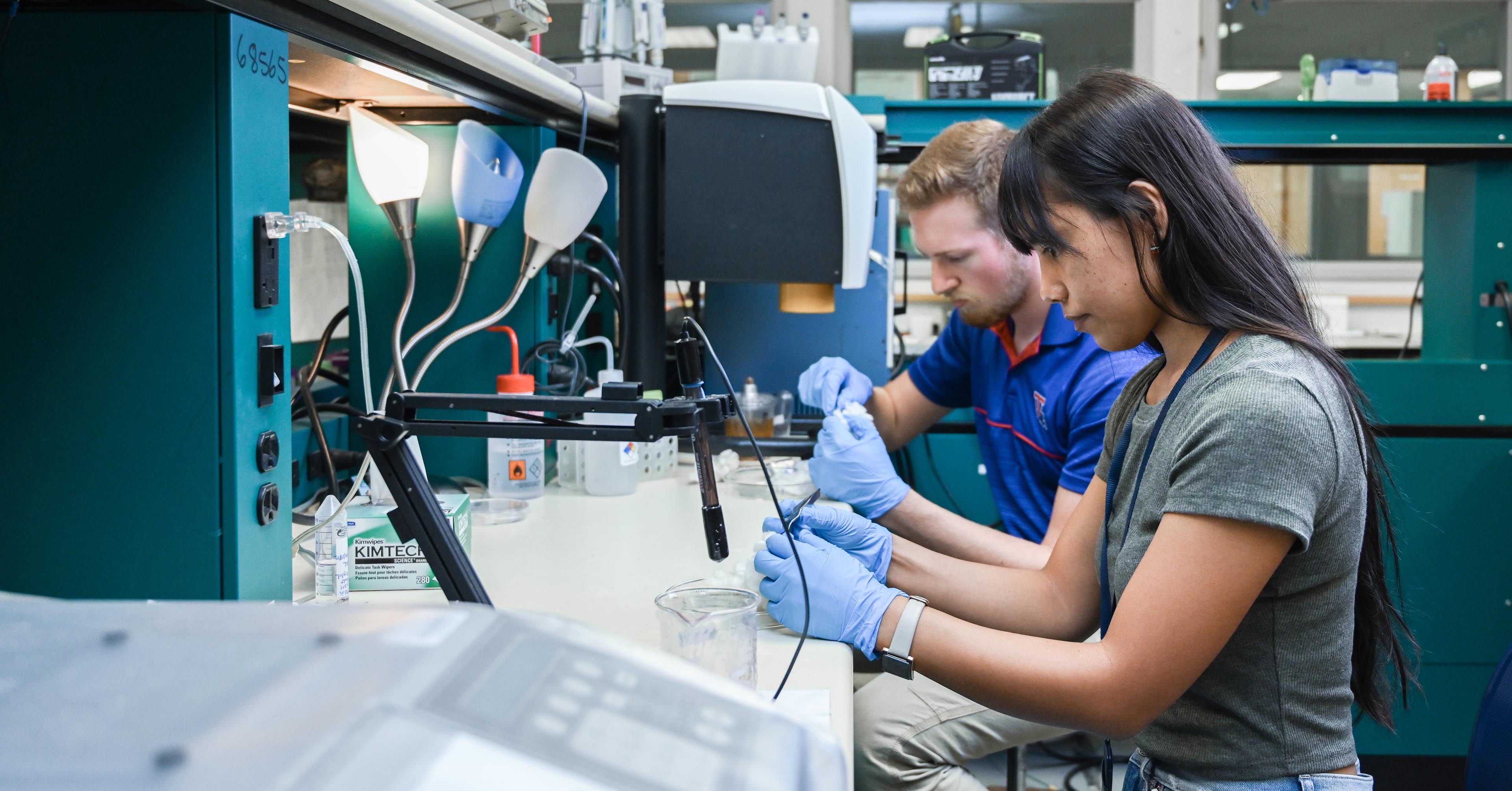 Students work in a lab at Louisiana Tech's Institute for Micromanufacturing