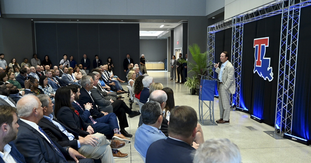 Governor Jeff Landry speaks at Louisiana Tech
